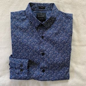 01.Algo Men’s Floral Print Slim Dress Shirt